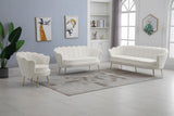 Gardenia Velvet / Engineered Wood / Metal / Foam Contemporary Cream Velvet Loveseat - 60" W x 31" D x 31" H