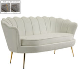 Gardenia Velvet / Engineered Wood / Metal / Foam Contemporary Cream Velvet Loveseat - 60" W x 31" D x 31" H