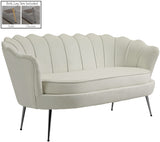 Gardenia Velvet / Engineered Wood / Metal / Foam Contemporary Cream Velvet Loveseat - 60" W x 31" D x 31" H