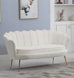 Gardenia Velvet / Engineered Wood / Metal / Foam Contemporary Cream Velvet Loveseat - 60" W x 31" D x 31" H