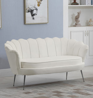 Gardenia Velvet / Engineered Wood / Metal / Foam Contemporary Cream Velvet Loveseat - 60" W x 31" D x 31" H