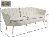 Gardenia Velvet / Engineered Wood / Metal / Foam Contemporary Cream Velvet Sofa - 80" W x 31" D x 31" H