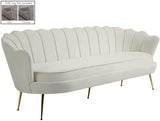 Gardenia Velvet / Engineered Wood / Metal / Foam Contemporary Cream Velvet Sofa - 80" W x 31" D x 31" H