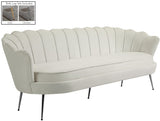 Gardenia Velvet / Engineered Wood / Metal / Foam Contemporary Cream Velvet Sofa - 80" W x 31" D x 31" H