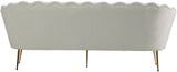 Gardenia Velvet / Engineered Wood / Metal / Foam Contemporary Cream Velvet Sofa - 80" W x 31" D x 31" H