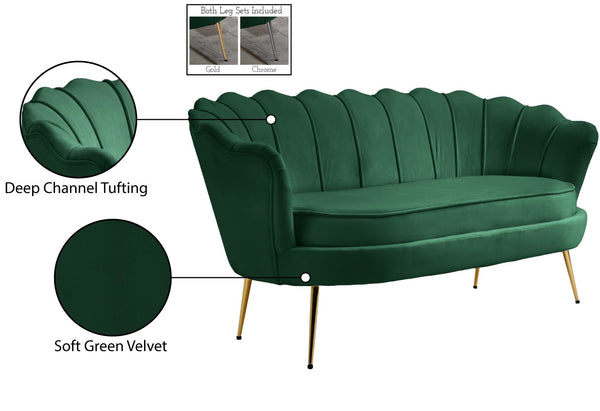 Gardenia Velvet / Engineered Wood / Metal / Foam Contemporary Green Velvet Loveseat - 60" W x 31" D x 31" H
