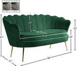 Gardenia Velvet / Engineered Wood / Metal / Foam Contemporary Green Velvet Loveseat - 60" W x 31" D x 31" H