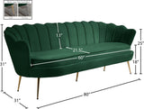 Gardenia Velvet / Engineered Wood / Metal / Foam Contemporary Green Velvet Sofa - 80" W x 31" D x 31" H