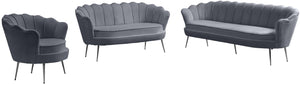 Gardenia Velvet / Engineered Wood / Metal / Foam Contemporary Grey Velvet Loveseat - 60" W x 31" D x 31" H