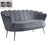 Gardenia Velvet / Engineered Wood / Metal / Foam Contemporary Grey Velvet Loveseat - 60" W x 31" D x 31" H