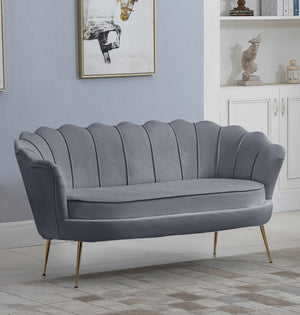 Gardenia Velvet / Engineered Wood / Metal / Foam Contemporary Grey Velvet Loveseat - 60" W x 31" D x 31" H