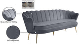 Gardenia Velvet / Engineered Wood / Metal / Foam Contemporary Grey Velvet Sofa - 80" W x 31" D x 31" H