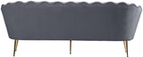 Gardenia Velvet / Engineered Wood / Metal / Foam Contemporary Grey Velvet Sofa - 80" W x 31" D x 31" H