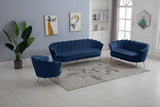 Gardenia Velvet / Engineered Wood / Metal / Foam Contemporary Navy Velvet Chair - 32" W x 31" D x 31" H