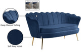 Gardenia Velvet / Engineered Wood / Metal / Foam Contemporary Navy Velvet Loveseat - 60" W x 31" D x 31" H