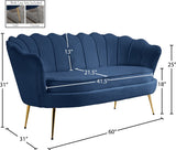 Gardenia Velvet / Engineered Wood / Metal / Foam Contemporary Navy Velvet Loveseat - 60" W x 31" D x 31" H