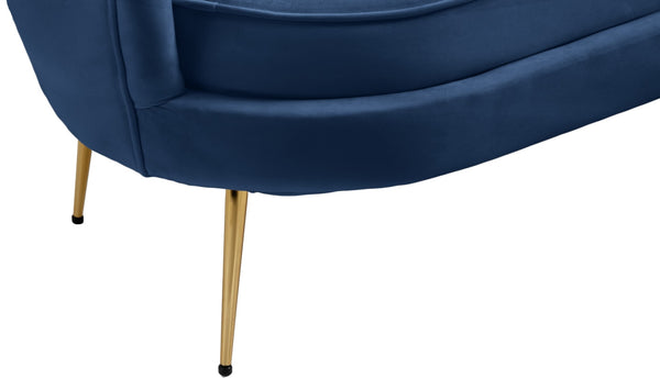 Gardenia Velvet / Engineered Wood / Metal / Foam Contemporary Navy Velvet Loveseat - 60" W x 31" D x 31" H