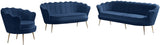 Gardenia Velvet / Engineered Wood / Metal / Foam Contemporary Navy Velvet Loveseat - 60" W x 31" D x 31" H