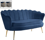 Gardenia Velvet / Engineered Wood / Metal / Foam Contemporary Navy Velvet Loveseat - 60" W x 31" D x 31" H