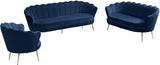 Gardenia Velvet / Engineered Wood / Metal / Foam Contemporary Navy Velvet Loveseat - 60" W x 31" D x 31" H