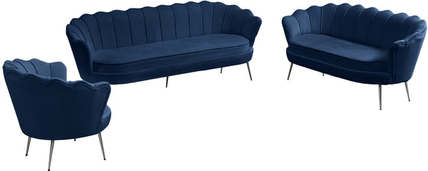 Gardenia Velvet / Engineered Wood / Metal / Foam Contemporary Navy Velvet Loveseat - 60" W x 31" D x 31" H