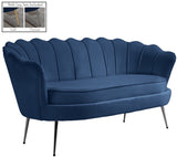 Gardenia Velvet / Engineered Wood / Metal / Foam Contemporary Navy Velvet Loveseat - 60" W x 31" D x 31" H