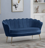 Gardenia Velvet / Engineered Wood / Metal / Foam Contemporary Navy Velvet Loveseat - 60" W x 31" D x 31" H