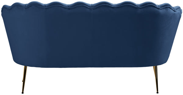 Gardenia Velvet / Engineered Wood / Metal / Foam Contemporary Navy Velvet Loveseat - 60" W x 31" D x 31" H