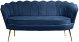 Gardenia Velvet / Engineered Wood / Metal / Foam Contemporary Navy Velvet Loveseat - 60" W x 31" D x 31" H