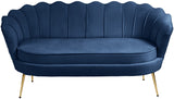 Gardenia Velvet / Engineered Wood / Metal / Foam Contemporary Navy Velvet Loveseat - 60" W x 31" D x 31" H