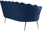 Gardenia Velvet / Engineered Wood / Metal / Foam Contemporary Navy Velvet Loveseat - 60" W x 31" D x 31" H