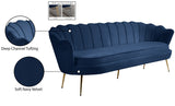 Gardenia Velvet / Engineered Wood / Metal / Foam Contemporary Navy Velvet Sofa - 80" W x 31" D x 31" H