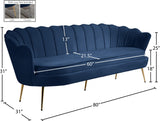 Gardenia Velvet / Engineered Wood / Metal / Foam Contemporary Navy Velvet Sofa - 80" W x 31" D x 31" H