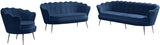 Gardenia Velvet / Engineered Wood / Metal / Foam Contemporary Navy Velvet Sofa - 80" W x 31" D x 31" H