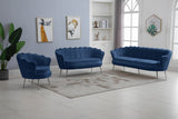 Gardenia Velvet / Engineered Wood / Metal / Foam Contemporary Navy Velvet Sofa - 80" W x 31" D x 31" H