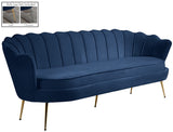 Gardenia Velvet / Engineered Wood / Metal / Foam Contemporary Navy Velvet Sofa - 80" W x 31" D x 31" H