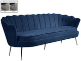 Gardenia Velvet / Engineered Wood / Metal / Foam Contemporary Navy Velvet Sofa - 80" W x 31" D x 31" H