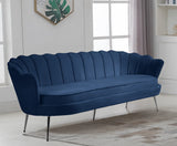 Gardenia Velvet / Engineered Wood / Metal / Foam Contemporary Navy Velvet Sofa - 80" W x 31" D x 31" H