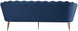 Gardenia Velvet / Engineered Wood / Metal / Foam Contemporary Navy Velvet Sofa - 80" W x 31" D x 31" H