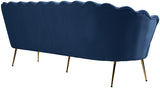 Gardenia Velvet / Engineered Wood / Metal / Foam Contemporary Navy Velvet Sofa - 80" W x 31" D x 31" H