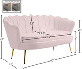 Gardenia Velvet / Engineered Wood / Metal / Foam Contemporary Pink Velvet Loveseat - 60" W x 31" D x 31" H