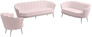 Gardenia Velvet / Engineered Wood / Metal / Foam Contemporary Pink Velvet Loveseat - 60" W x 31" D x 31" H