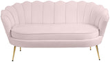 Gardenia Velvet / Engineered Wood / Metal / Foam Contemporary Pink Velvet Loveseat - 60" W x 31" D x 31" H