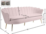 Gardenia Velvet / Engineered Wood / Metal / Foam Contemporary Pink Velvet Sofa - 80" W x 31" D x 31" H