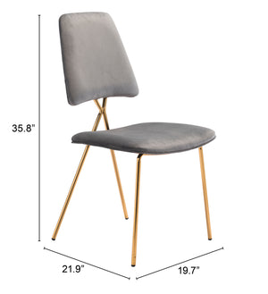 Zuo Modern Chloe 100% Polyester, Plywood, Steel Modern Commercial Grade Dining Chair Set - Set of 2 Gray, Gold 100% Polyester, Plywood, Steel