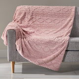 Bellomy Faux Fur Throw Blanket, Pink Noble House