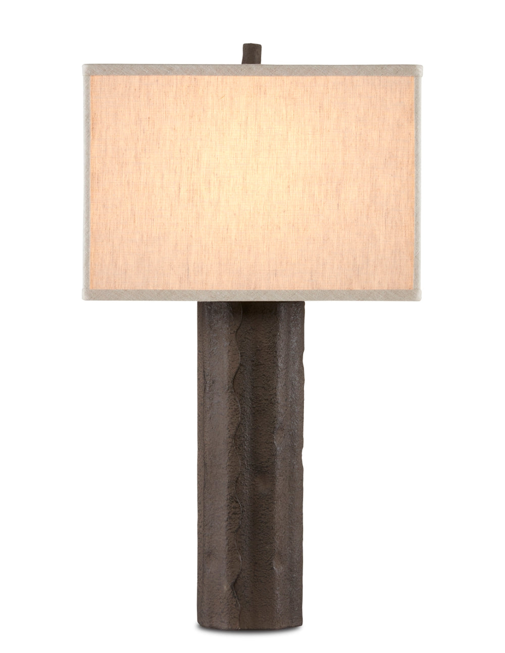 Caravan Table Lamp - Rustic Wrought Iron Design with Natural Linen Shade for Cozy Home Decor