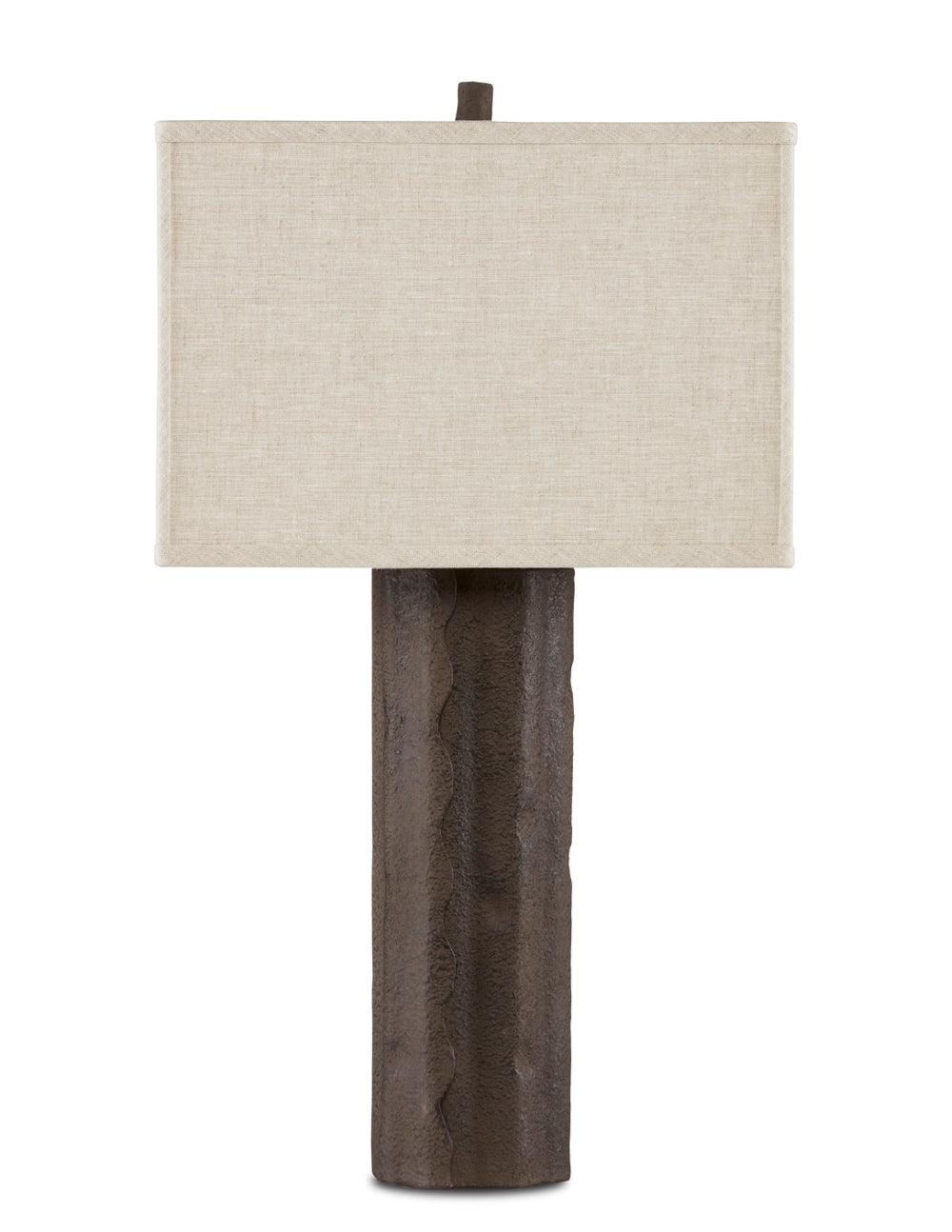 Caravan Table Lamp - Rustic Wrought Iron Design with Natural Linen Shade for Cozy Home Decor