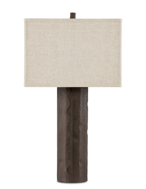 Caravan Table Lamp - Rustic Wrought Iron Design with Natural Linen Shade for Cozy Home Decor