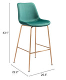 English Elm EE2713 100% Polyester, Plywood, Steel Modern Commercial Grade Bar Chair Green, Gold 100% Polyester, Plywood, Steel